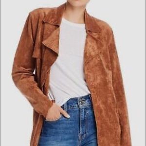 BLANK NYC Brown Faux Suede Tie Trench Coat, Size Small